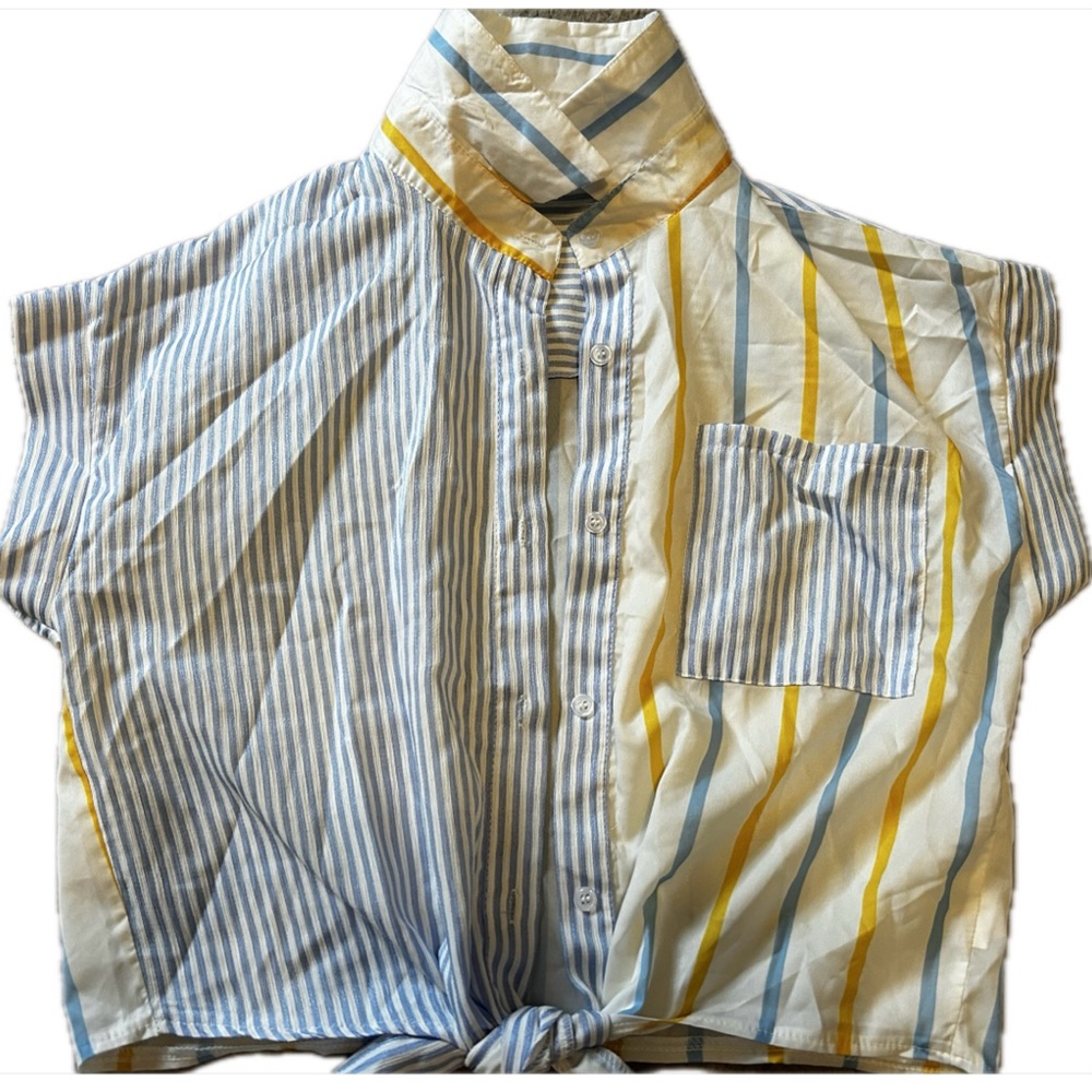 Shein tie front button up shirt